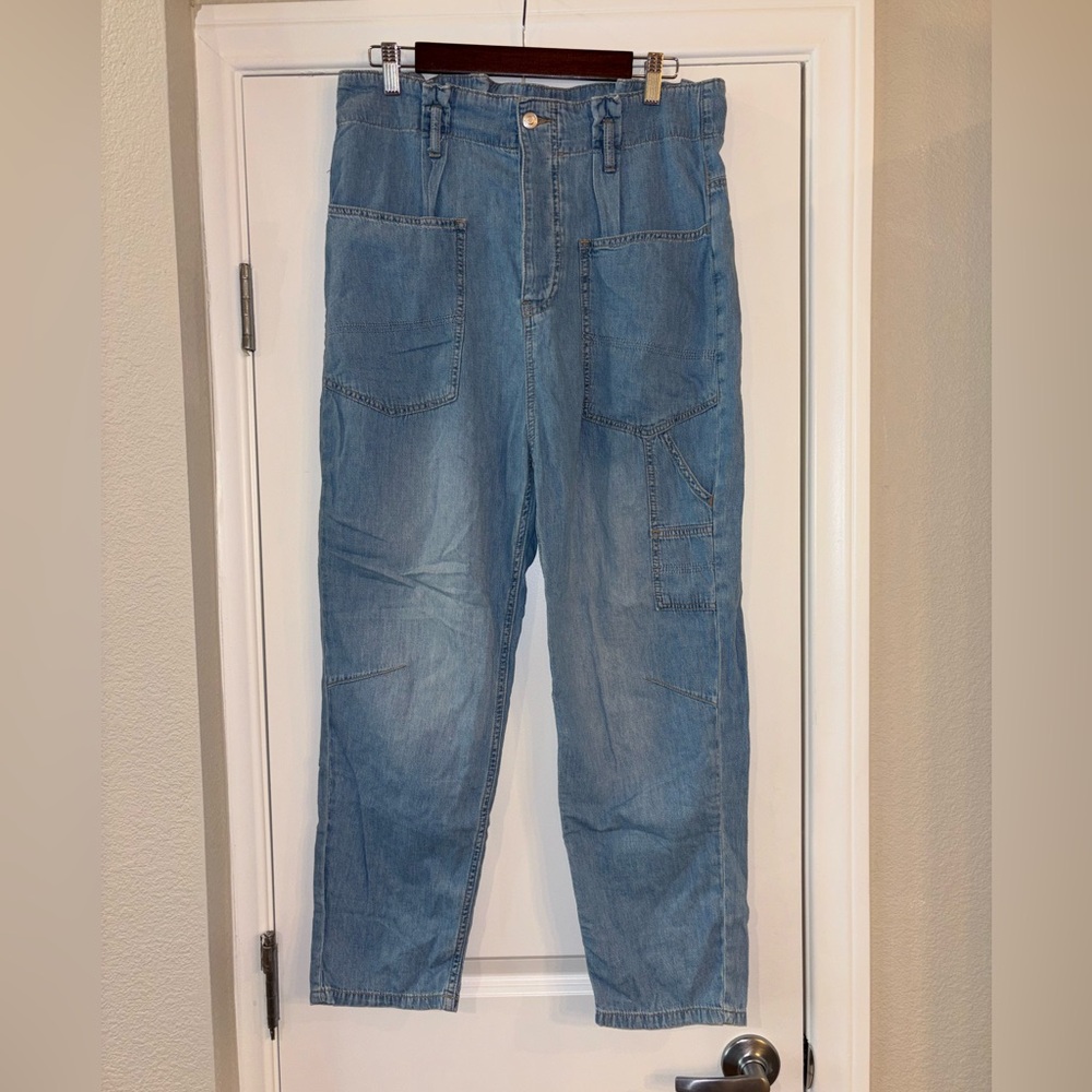 We The Free Wide Leg Paper Bag Utility High Waist Jeans